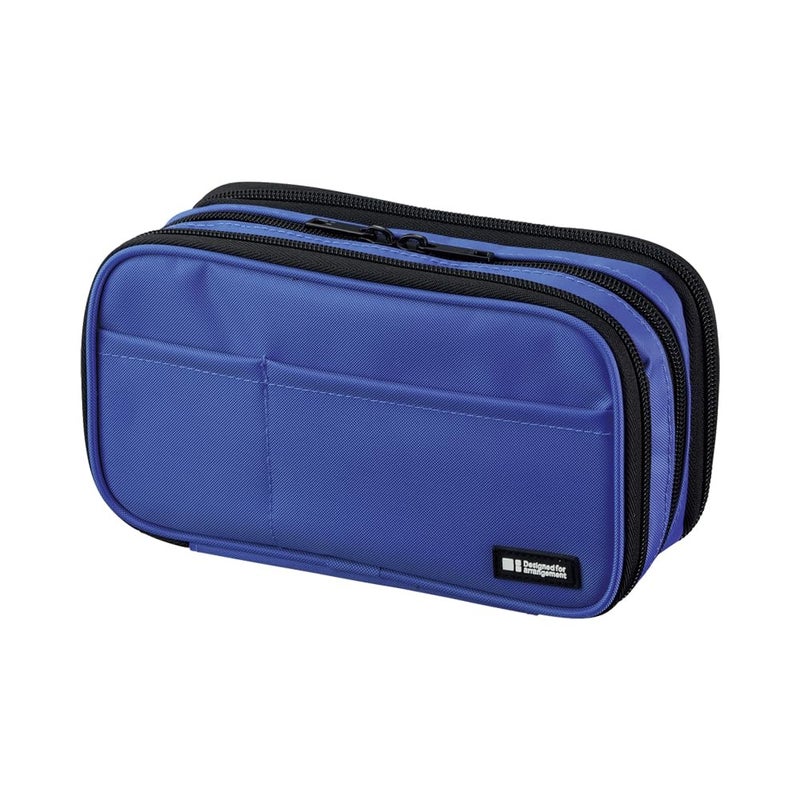 LIHIT LAB Large Capacity Triple Zipper Pencil Case For School Office College, Big Capacity 8 Compartments Pencil Bag Holder Adults Teen Boys Girls, Travel Cosmetics Storage, Blue (A7556-108) - Image 1